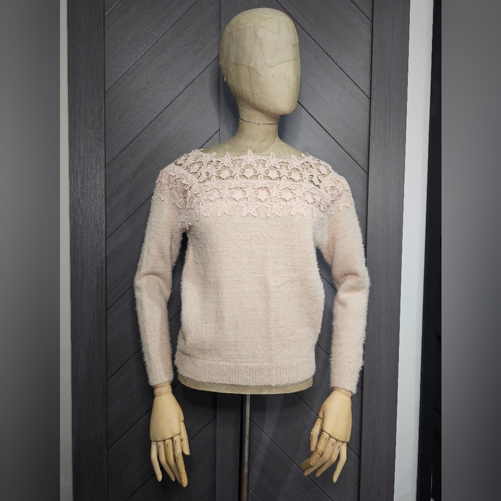 BUNDLE & SAVE • #128 • Eyelash-knit Textured Sweater • Crochet On Neckline
